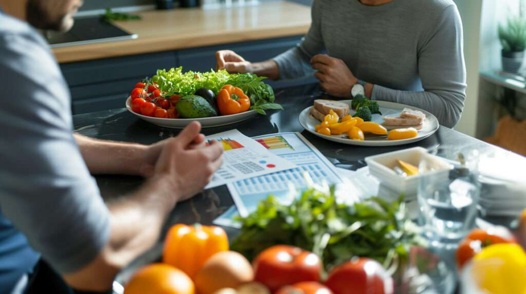 Ernährungsberatung mit Raik Schmidt in Mainz: Beratungsgespräch mit frischem Gemüse auf dem Tisch