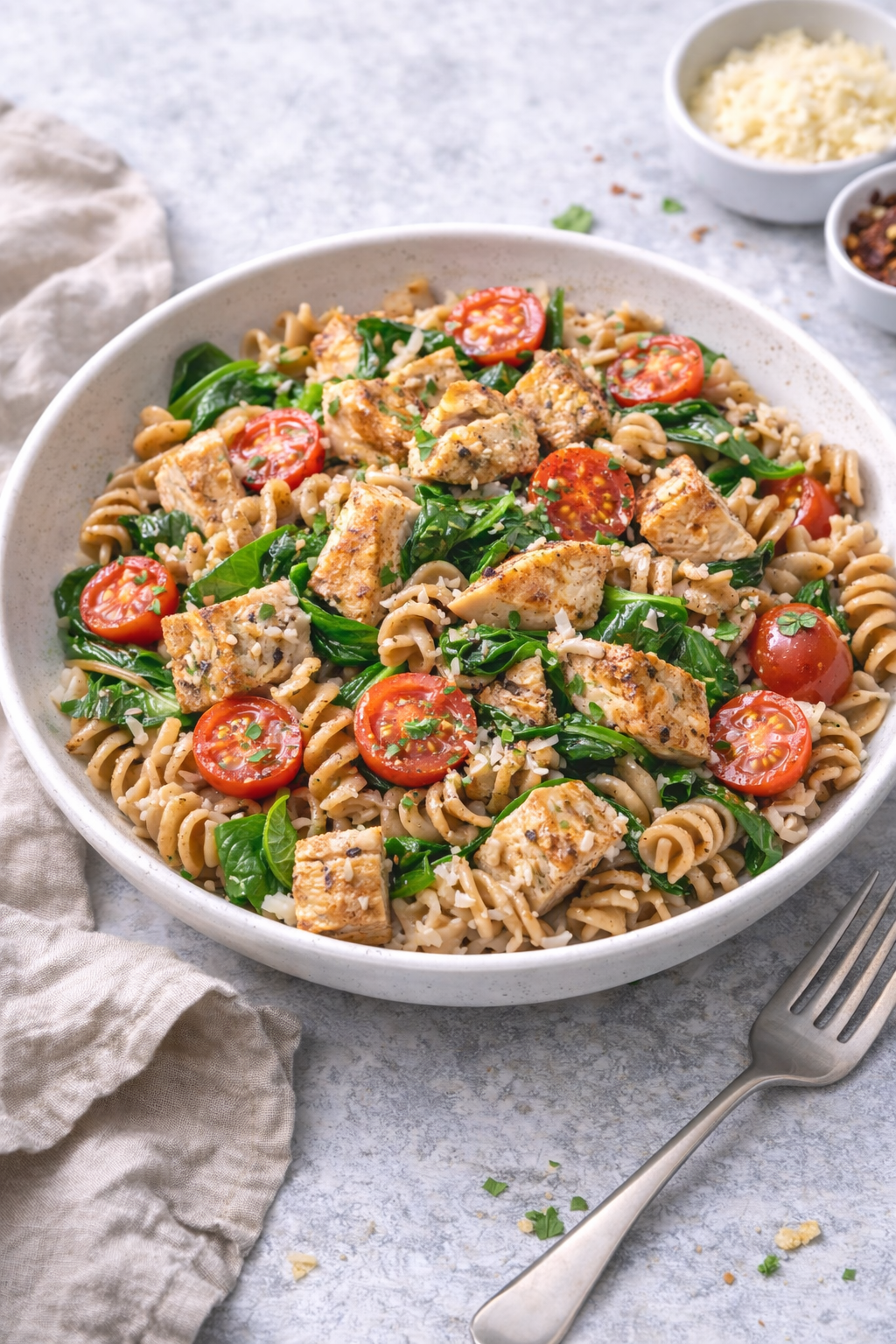 Vollkornpasta mit Hähnchen